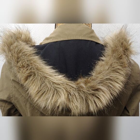 Loft Fur Hood Zip-up Parka Anorak Jacket Sz XSP 19" Pit to Pit - Picture 5 of 13